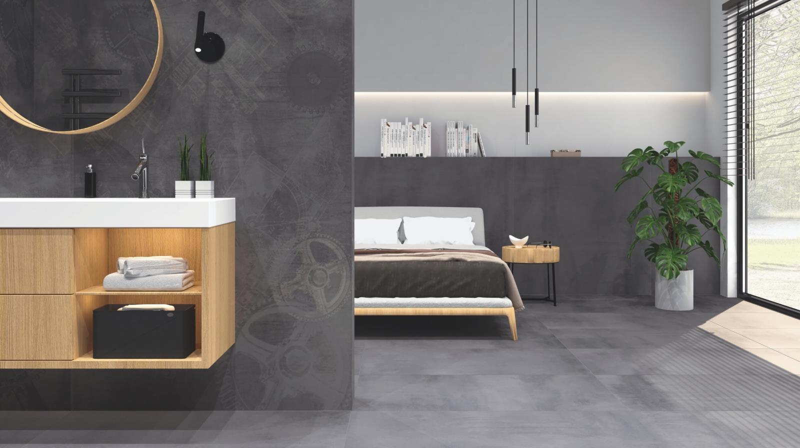 Fliesen Wand+Boden Interbau 80x80 BETONOPTIK STEINOPTIK STAHLOPTIK Detroit STEEL GREY