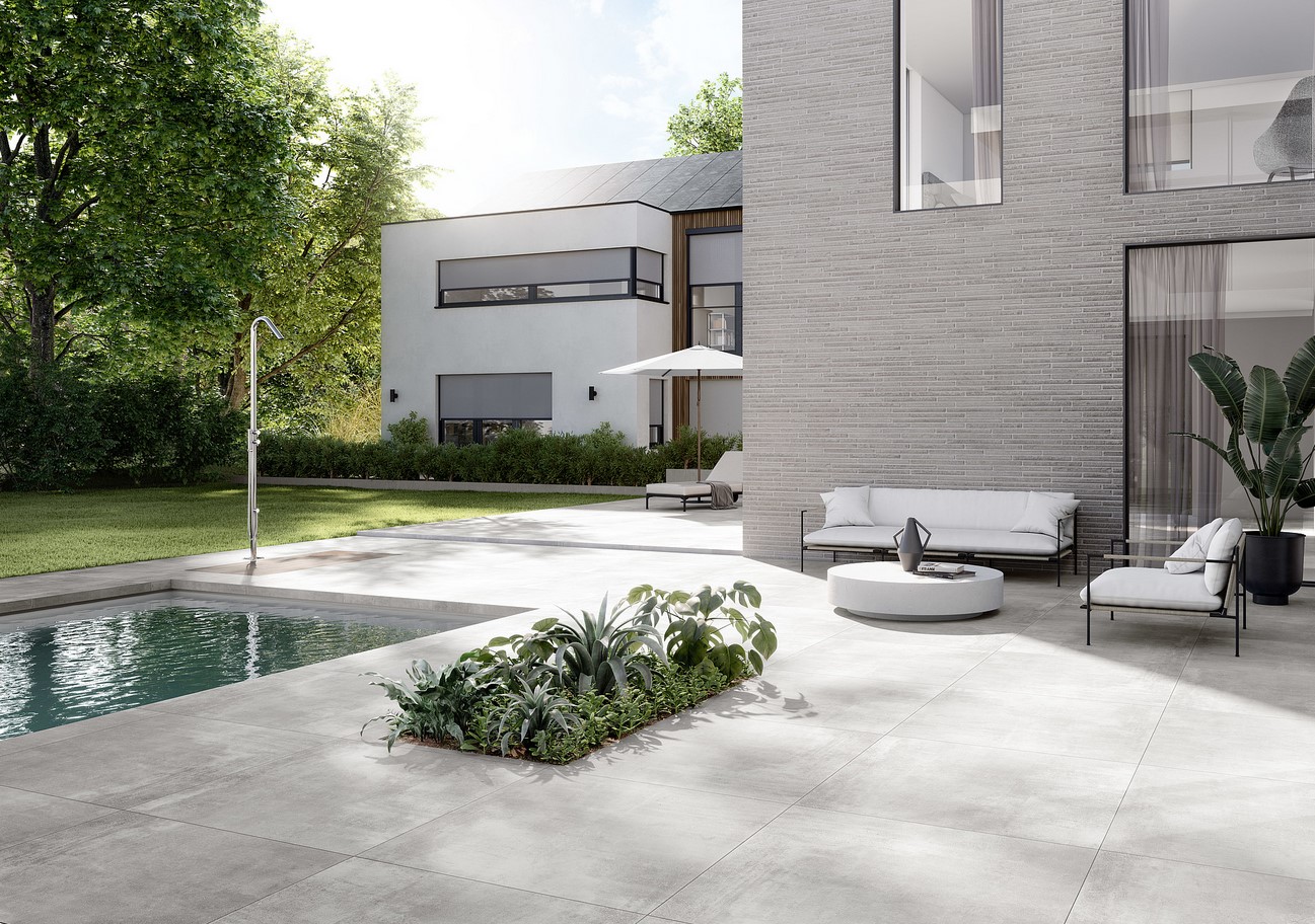Gepadi 100x100x2 Nexos Grau Matt Steinoptik Betonoptik Stahloptik Rektifiziert Terrassenplatten