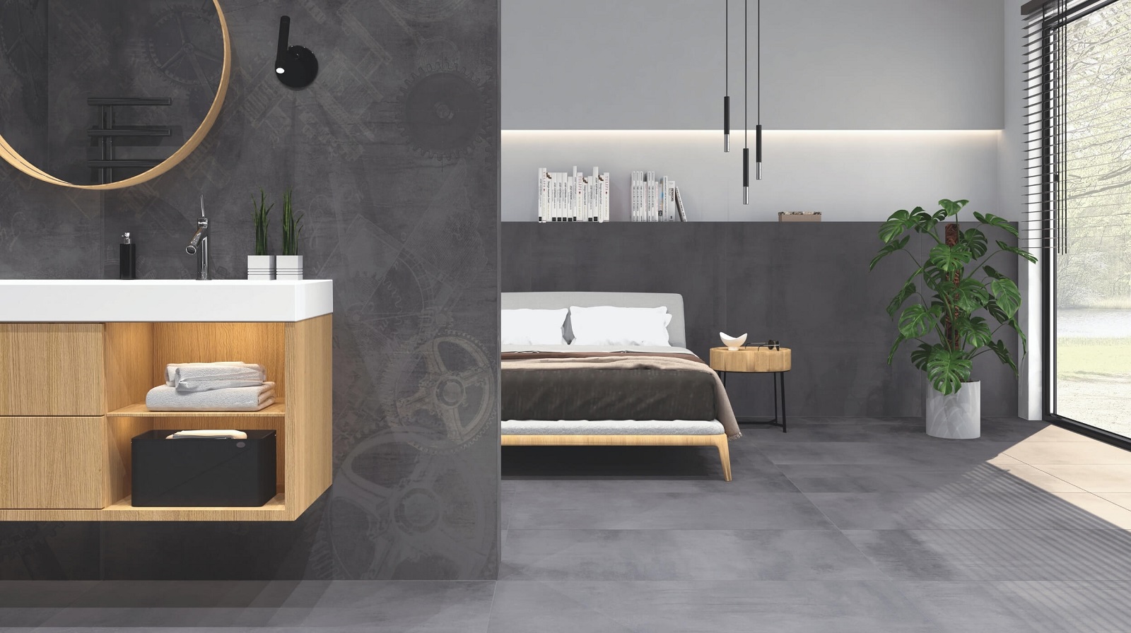 Interbau 120x120 Detroit Iron Black Stahl-Stein-Betonoptik R10 Rektifiziert Feinsteinzeug