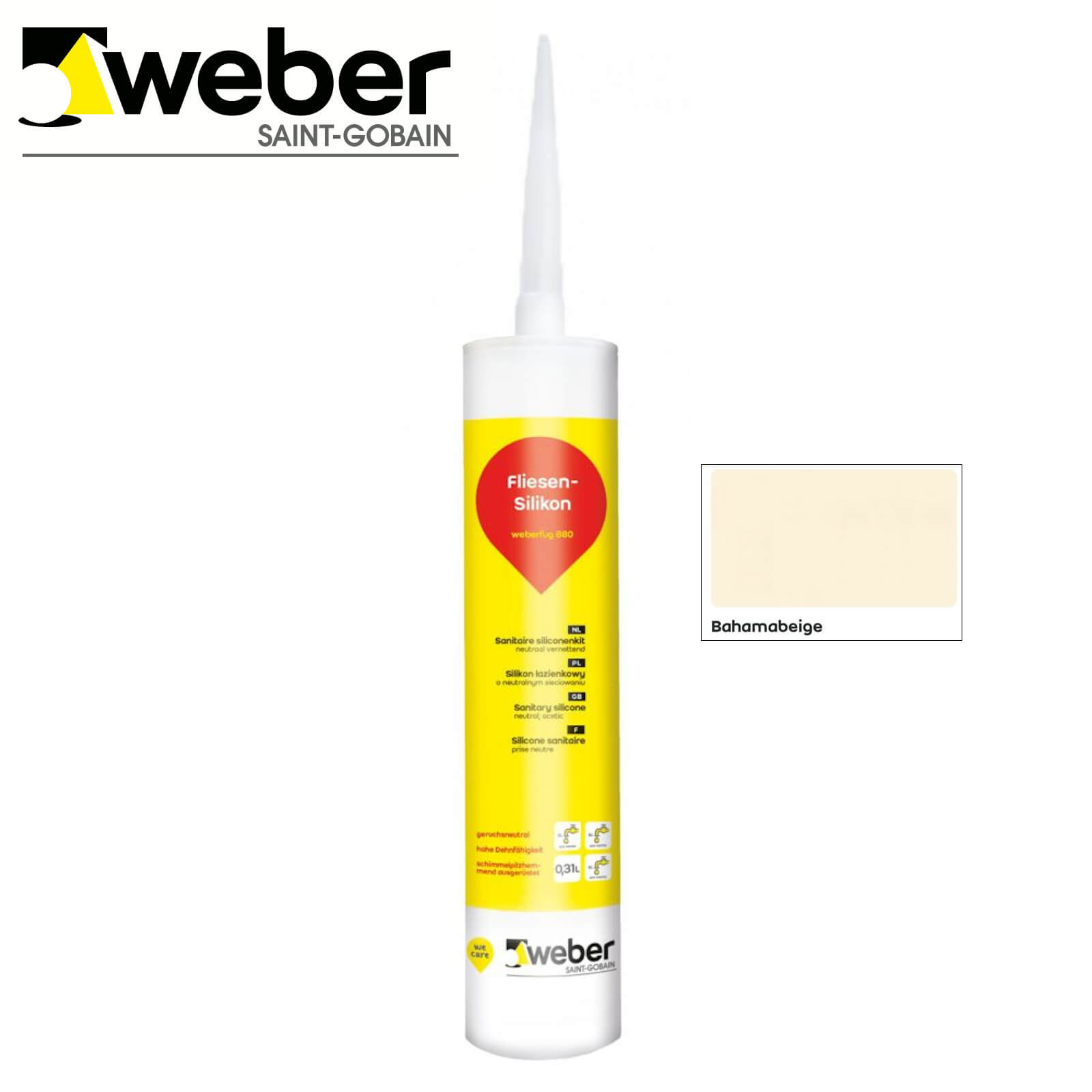 Sanitär Silikon weber.fug 880 BAHAMABEIGE 310ml Kartusche schimmelpilzhemmend