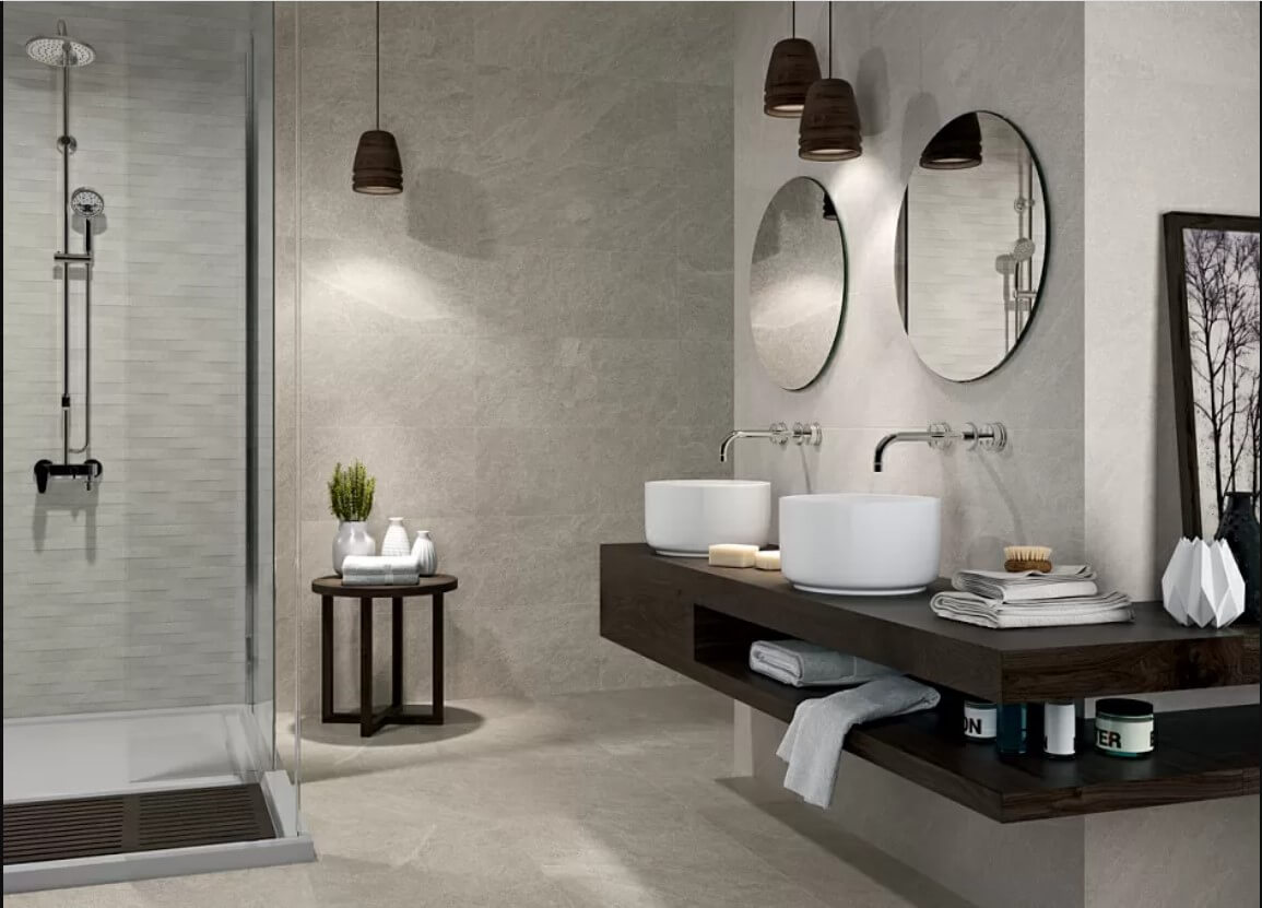 Mileo24 IND 60x60x0,6 Full-Moon creme BODEN-WAND-Fliesen Stein-Beton-optik