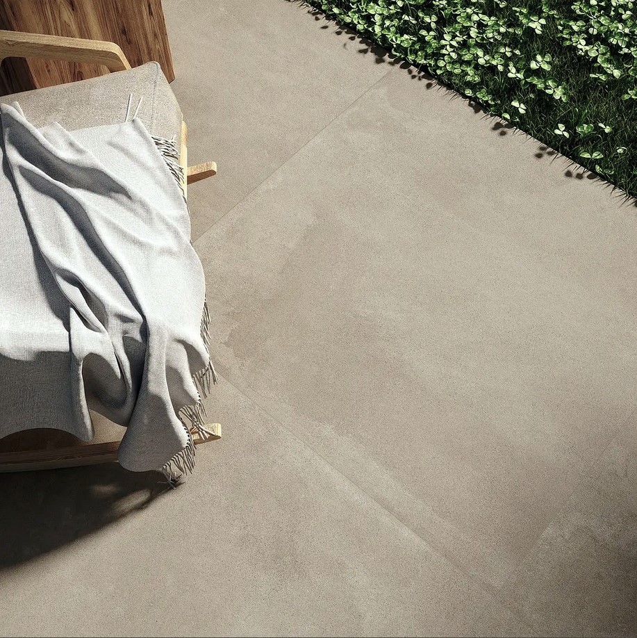 Terrassenplatten Gepadi 100x100x2 Nexos Stone Cappuccino Stein-Stahl-Betonoptik Feinsteinzeug