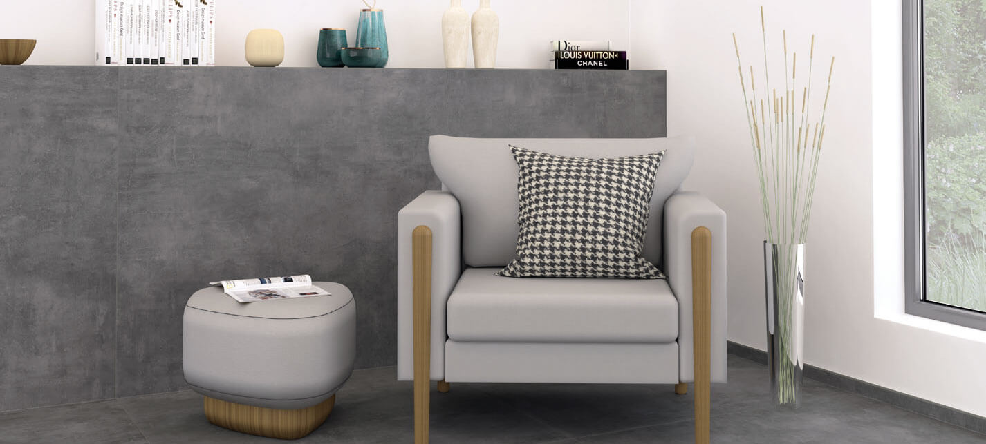 Interbau 120x120 Juno Anthrazit WAND + BODEN Fliesen Stein-Beton-Optik