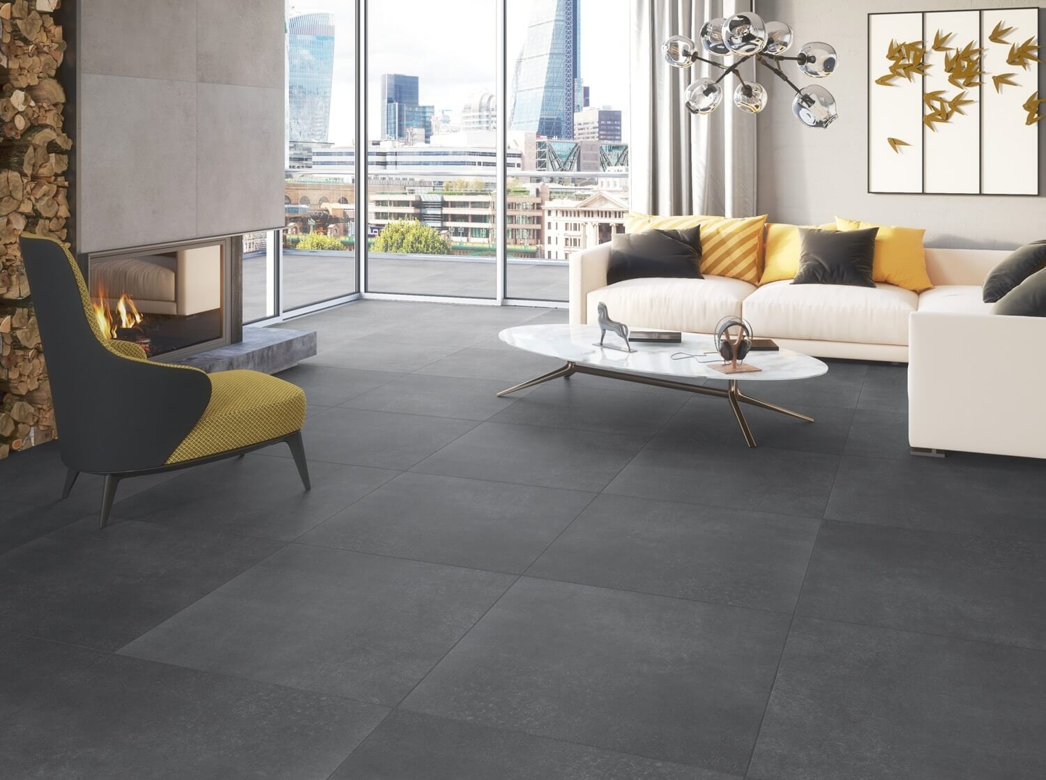 Interbau Manhattan 60x60 Anthrazit  BODEN-WAND-Fliesen Stein-optik