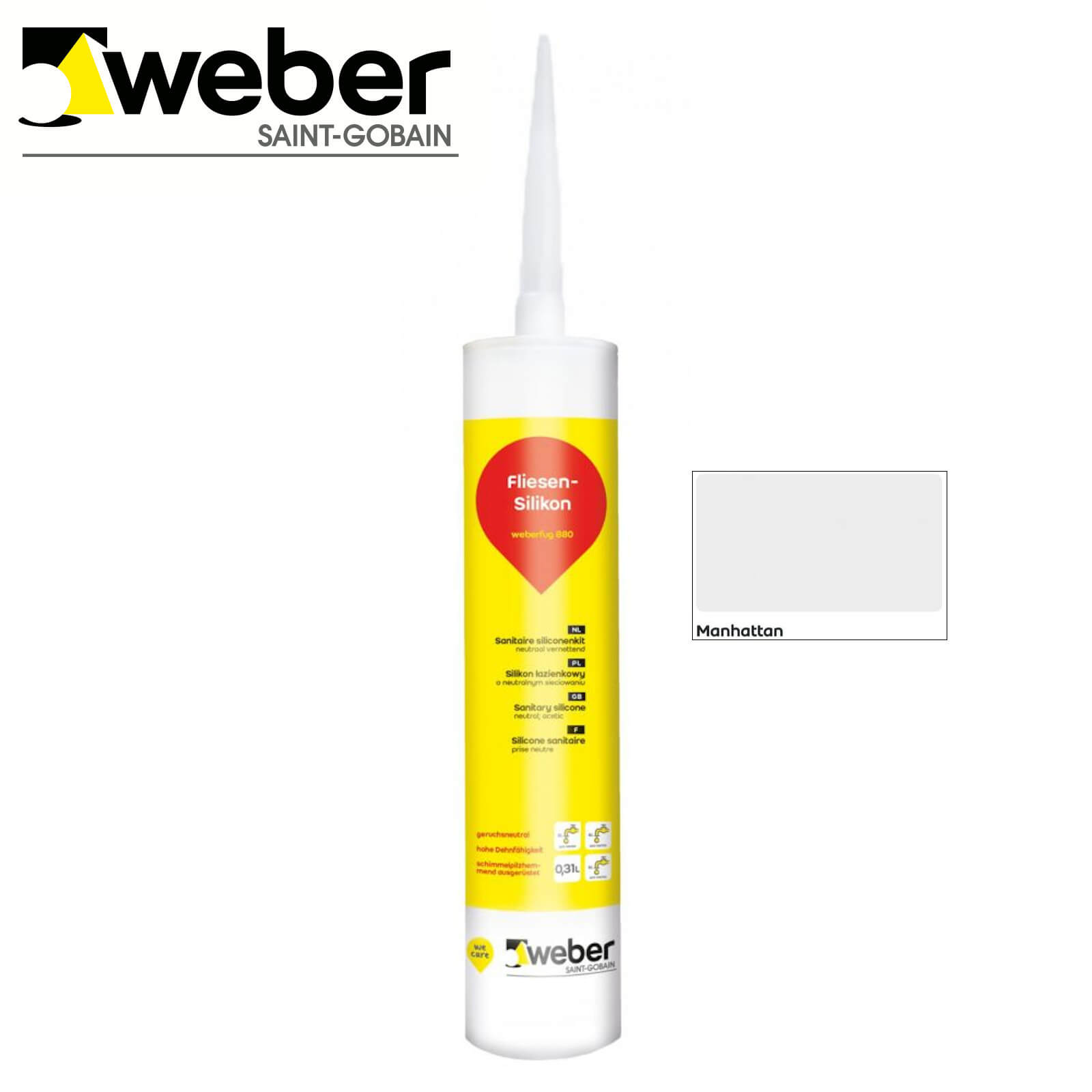 Sanitär Silikon weber.fug 880 MANHATTAN 310ml Kartusche schimmelpilzhemmend