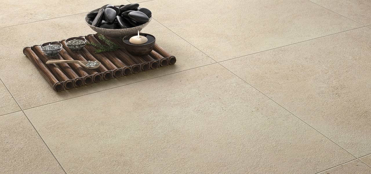 Fliesen Wand+Boden V&B 60x60 Stein-Beton-Optik Hudson White Sand Geläppt