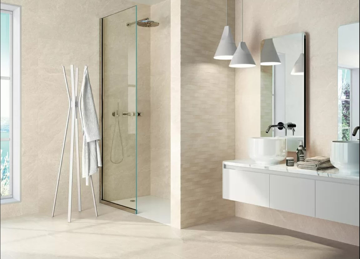 Mileo24 IND 60x60x0,6 Full-Moon creme BODEN-WAND-Fliesen Stein-Beton-optik