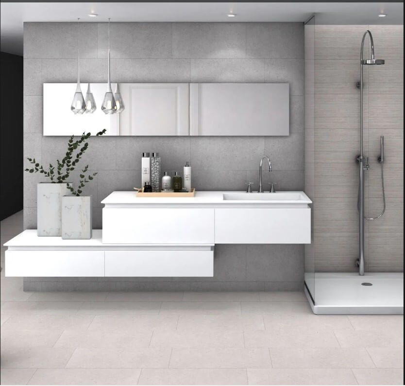 Mileo24 IND 60x60x0,6 Full-Moon light grey BODEN-WAND-Fliesen Stein-Beton-optik