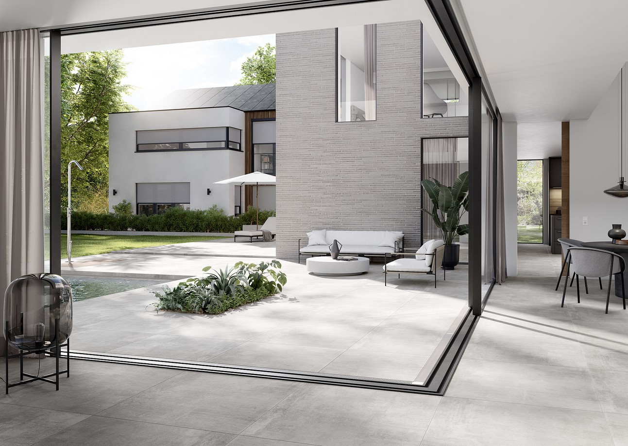 Gepadi 100x100x2 Nexos Grau Matt Steinoptik Betonoptik Stahloptik Rektifiziert Terrassenplatten