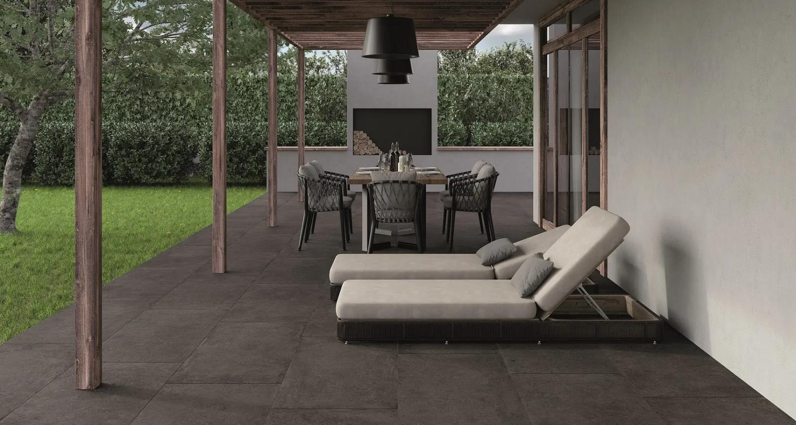 Gepadi 100x100x2 Nexos Anthrazit Matt Outdoor Beton-Stein-Stahloptik