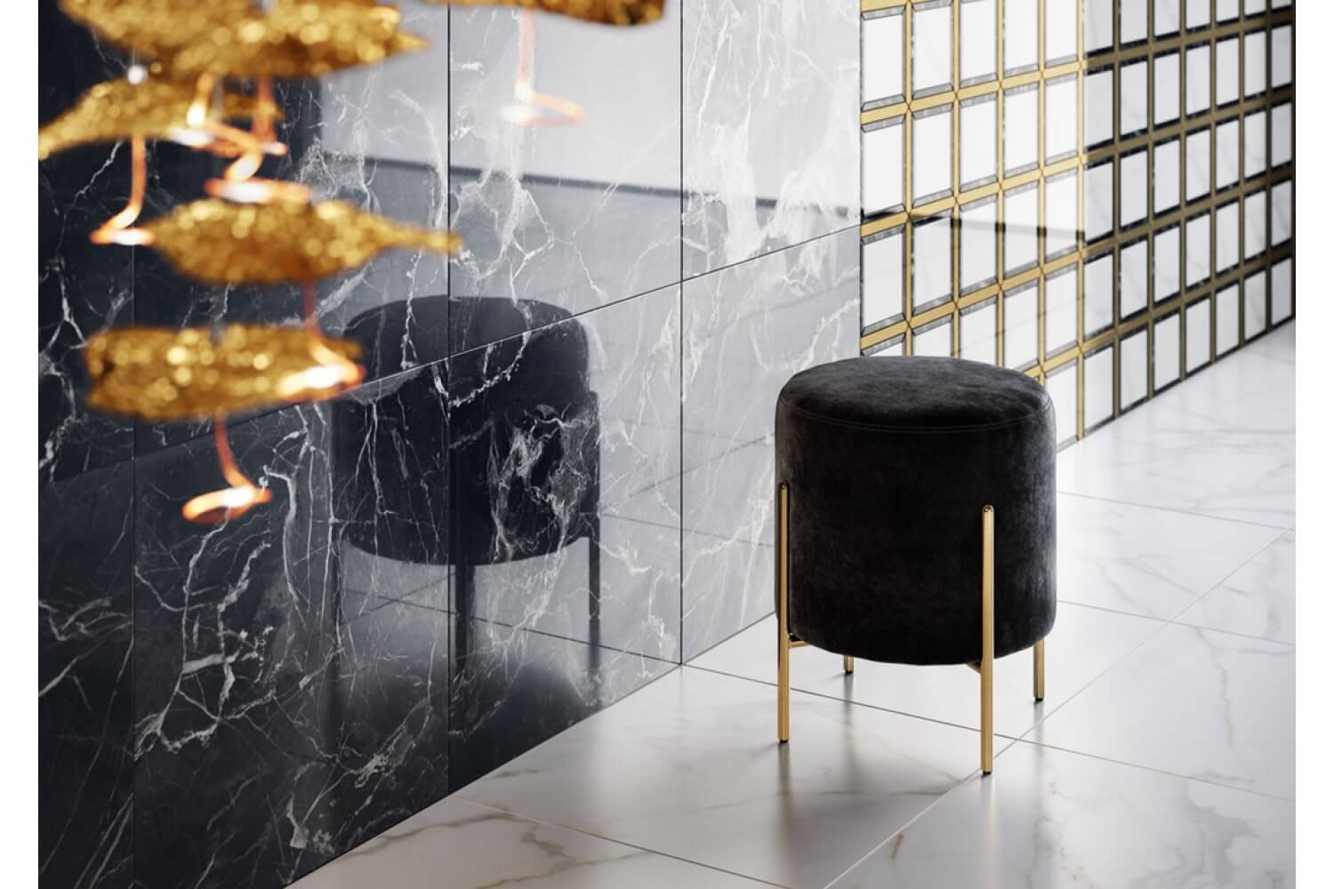 Villeroy Boch Nocturne White-Gold 60X120 poliert Marmoroptik 2730-ZN2P Fliesen Wand+Boden BETONOPTIK