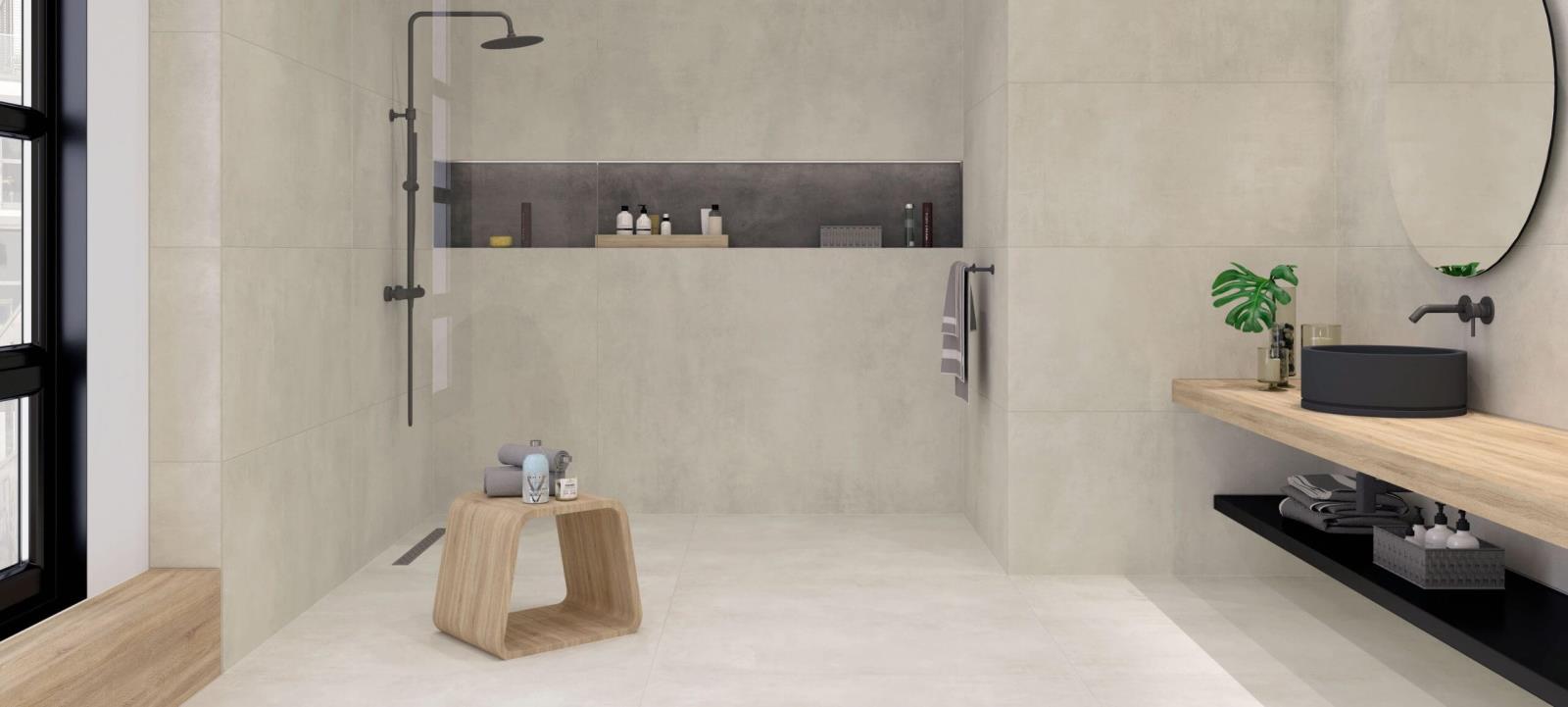 Interbau 120x120 Juno Bianco WAND + BODEN Fliesen Stein-Beton-Optik