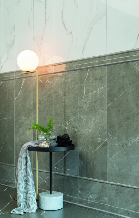 Villeroy & Boch Fliesen 30x90 Marmochic Excellence Grau/Weiß glänzend Steingut Rektifiziert