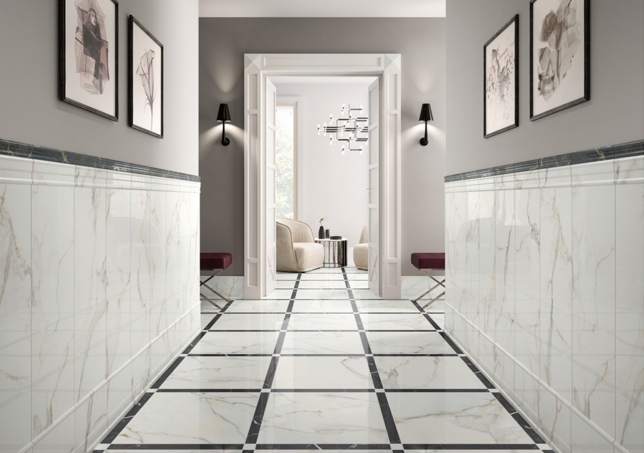 Villeroy & Boch Fliesen 30x90 Marmochic Excellence Grau/Weiß glänzend Steingut Rektifiziert