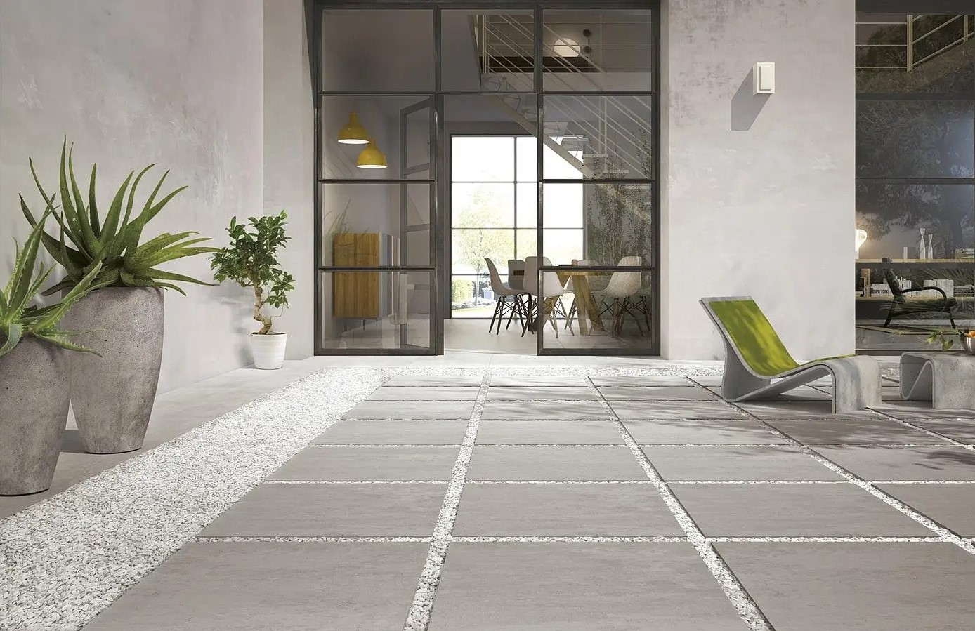 Terrassenplatten Gepadi 100x100x2 Nexos Stone Grau matt Beton-Stein-Stahloptik Feinsteinzeug