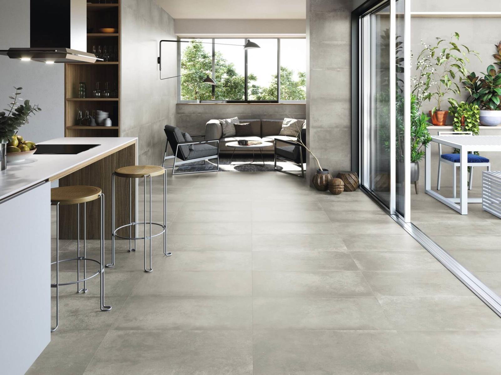 Mileo24 IND 60x60x0,6 Titan SIlber BODEN-WAND-Fliesen Stein-Beton-Stahl-optik