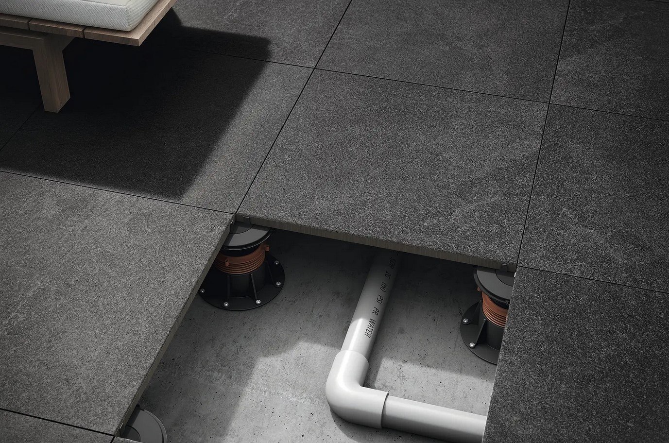 Gepadi 100x100x2 Nexos STONE Anthrazit Matt Outdoor Beton-Stein-Stahloptik
