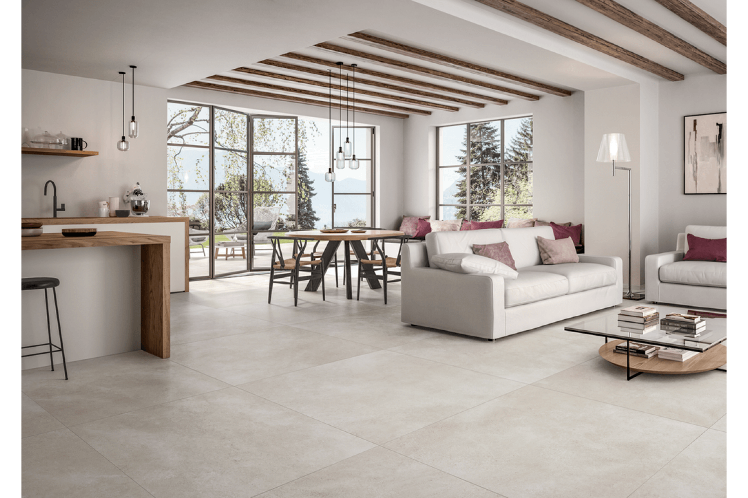 Fliesen Wand+Boden V&B 60x60 Stein-Beton-Optik Hudson White Sand Geläppt