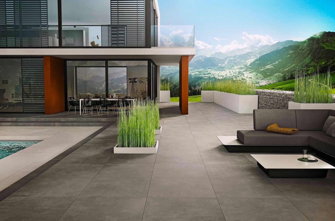 Gepadi 100x100x2 Nexos Anthrazit Matt Outdoor Beton-Stein-Stahloptik