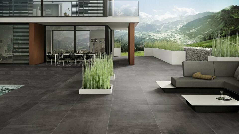 Terrassenplatten GEPADI 60x120 BETONOPTIK STEINOPTIK STAHLOPTIK Nexos ANTHRAZIT MATT