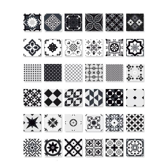 Interbau 20x20 Marlene Jazz Black Dekorset Wand-Boden-Fliesen