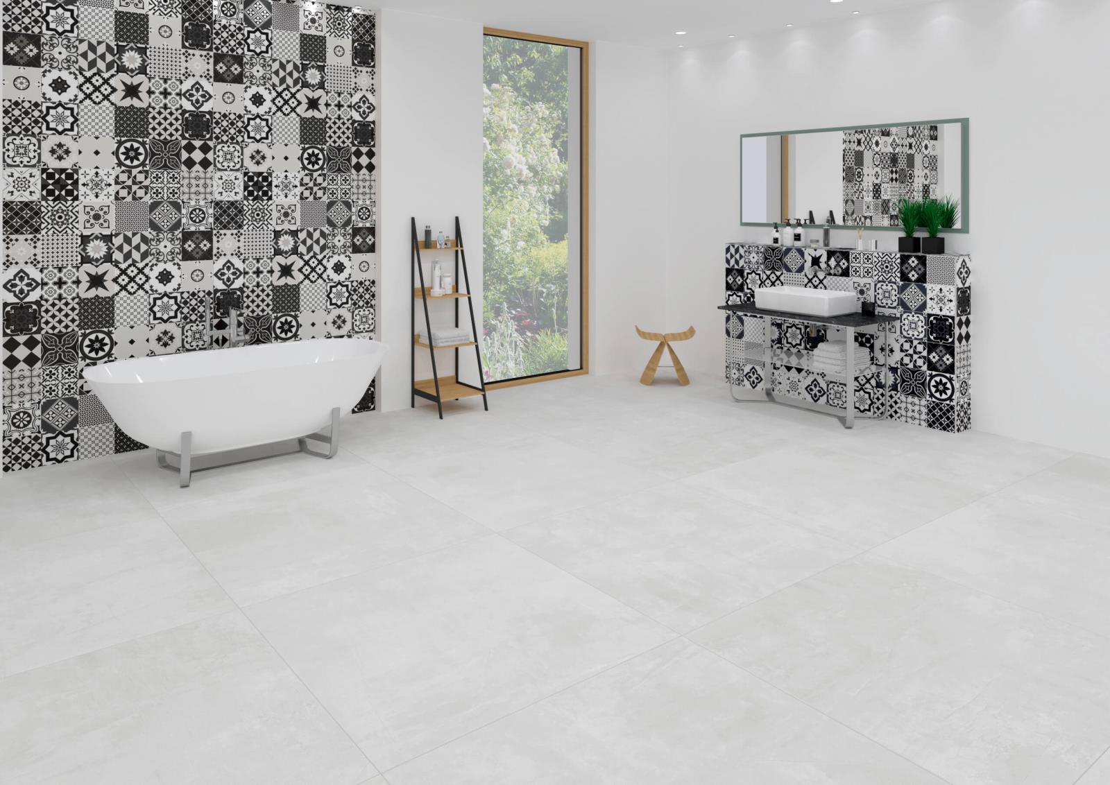 Interbau 260x120 Marlene Jazz Black Dekoriert Wand-Boden-Fliesen
