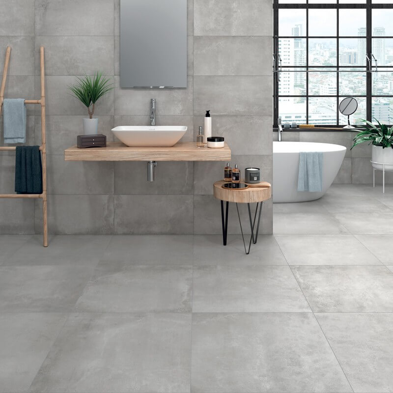 Mileo24 60x60 Sandstein Silvergrey BODEN-WAND-Fliesen Stein-Beton-optik