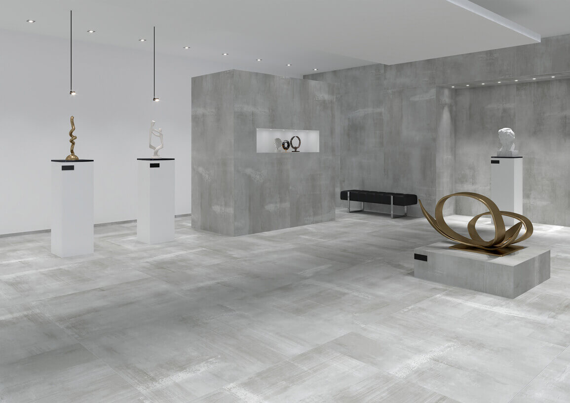 Interbau 120x120 Cleveland Street Grey WAND + BODEN Fliesen Stein-Beton-Optik