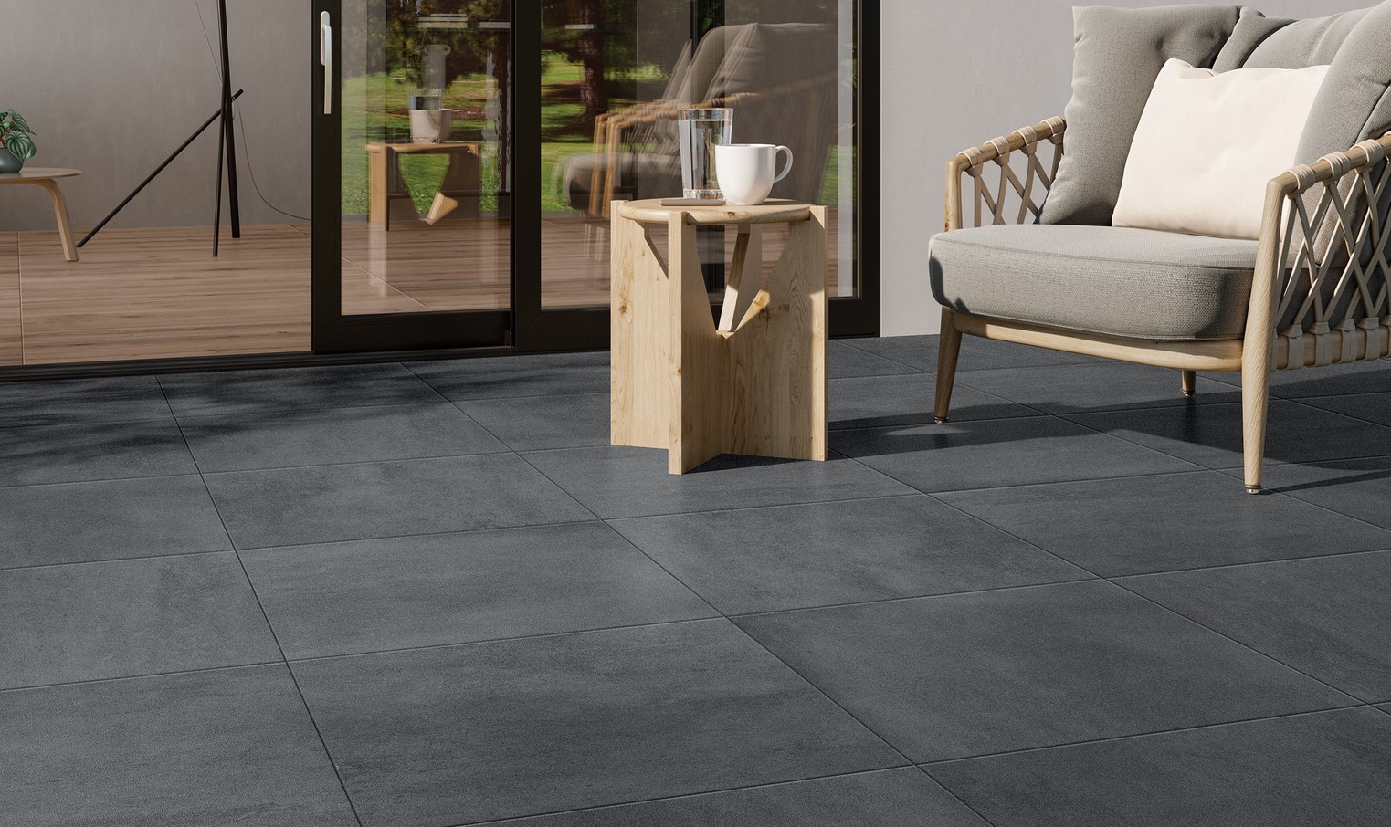 RAK Ceramics 75x75 Surface Mid Grey Lapato anpoliert Steinoptik Rektifiziert