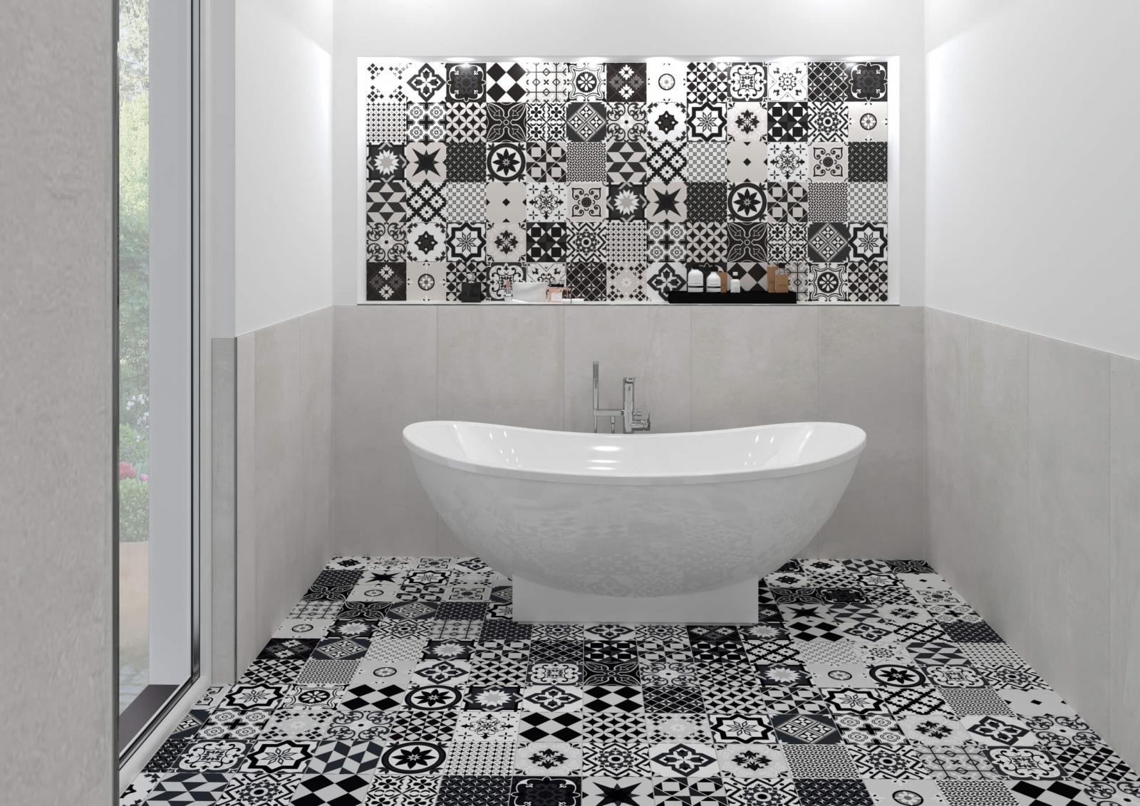 Interbau 20x20 Marlene Jazz Black Dekorset Wand-Boden-Fliesen