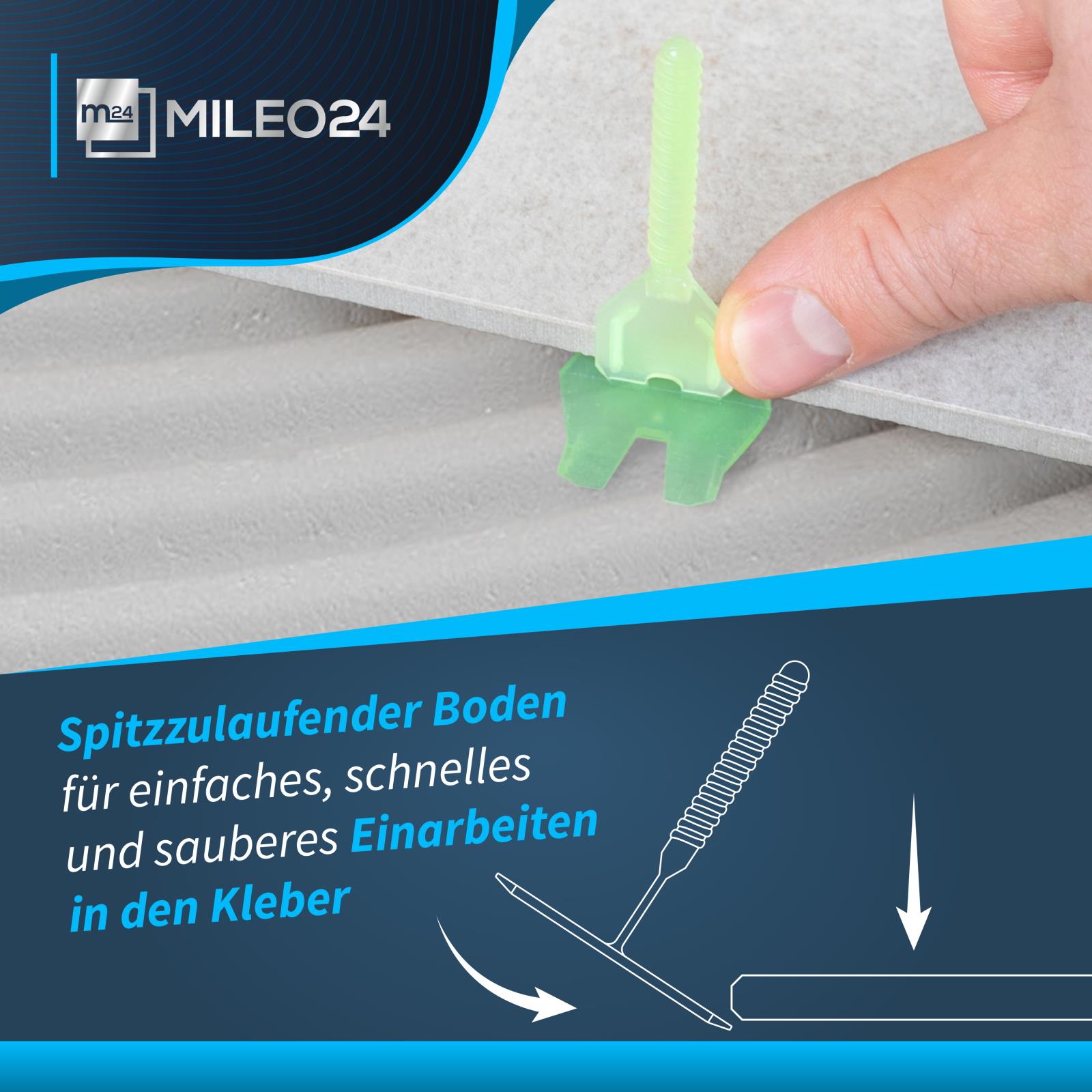 100 x 3 mm Gewindezuglaschen in Grün - Nivelliersystem für Fliesen