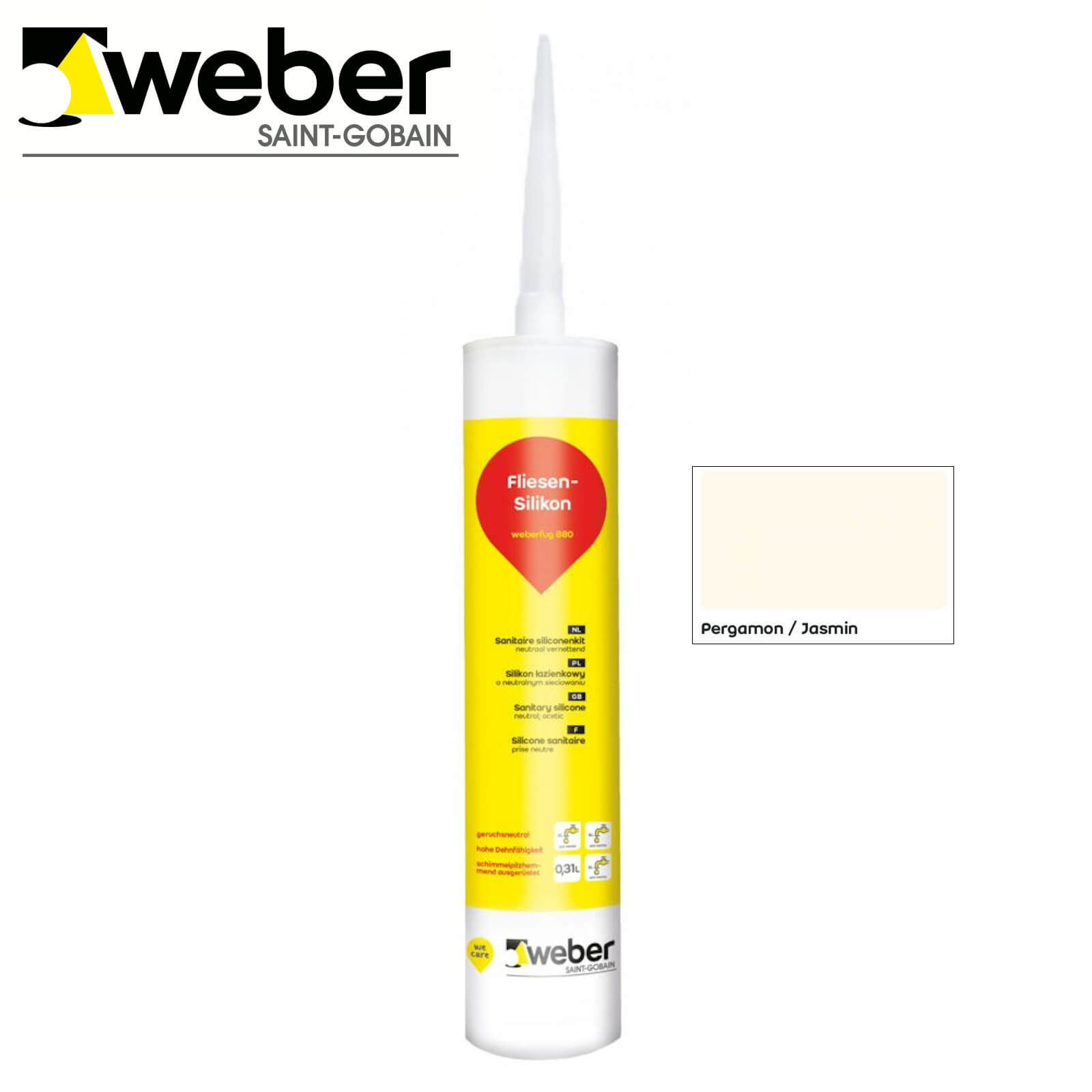 Sanitär Silikon weber.fug 880 PERGAMON / JASMIN 310ml Kartusche schimmelpilzhemmend