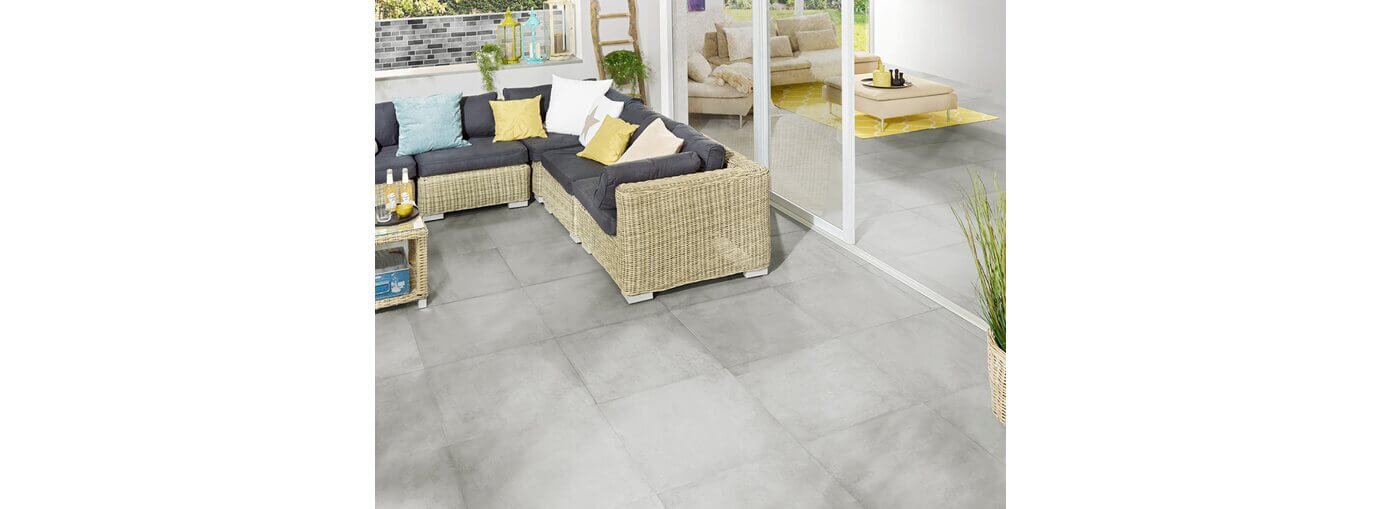 Terrassenplatten Nordceram 60x60 BETONOPTIK Uphill HELLGRAU