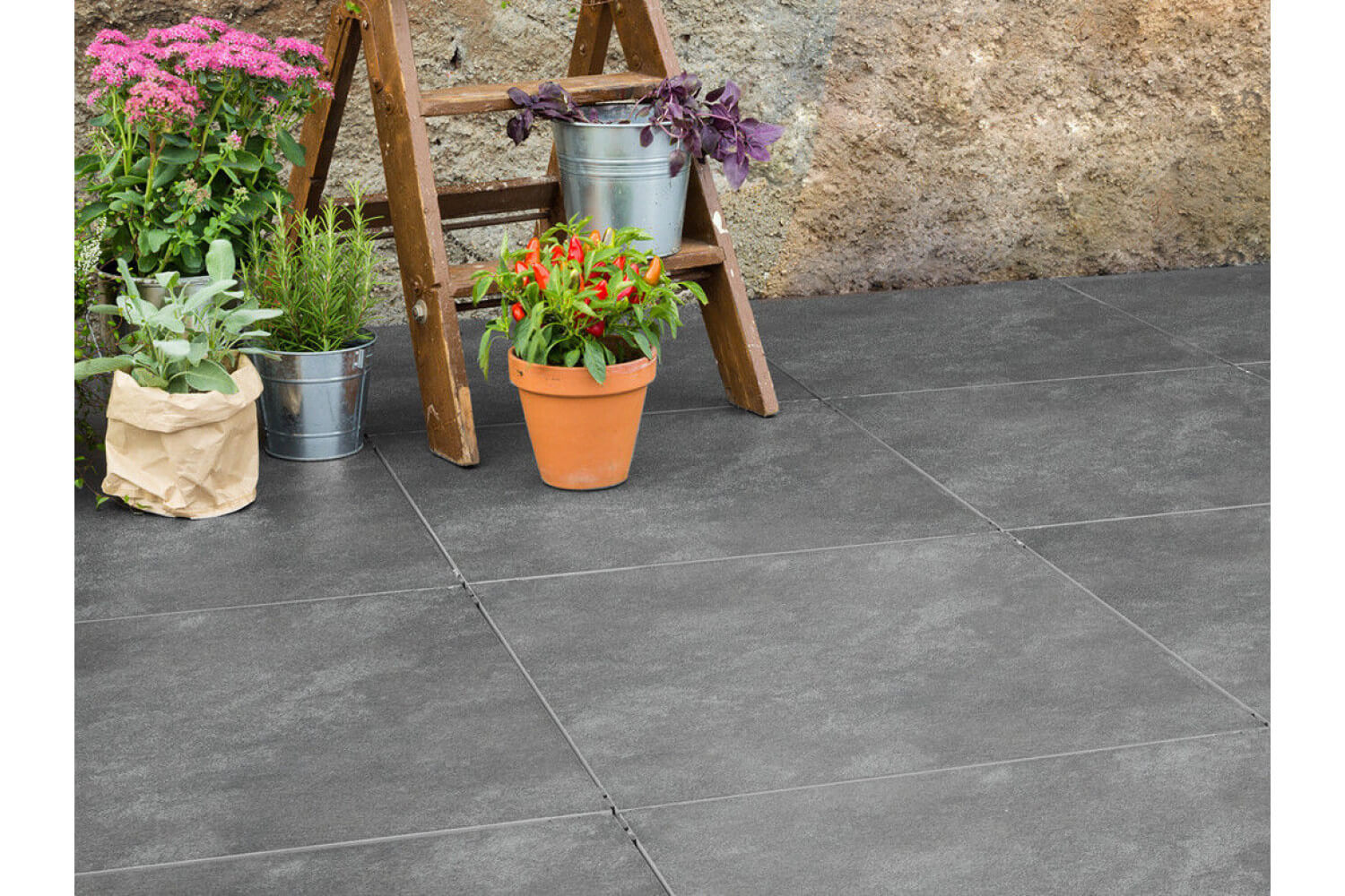 Grohn 60x60 Seattle Anthrazit TERRASSENPLATTEN Beton-optik