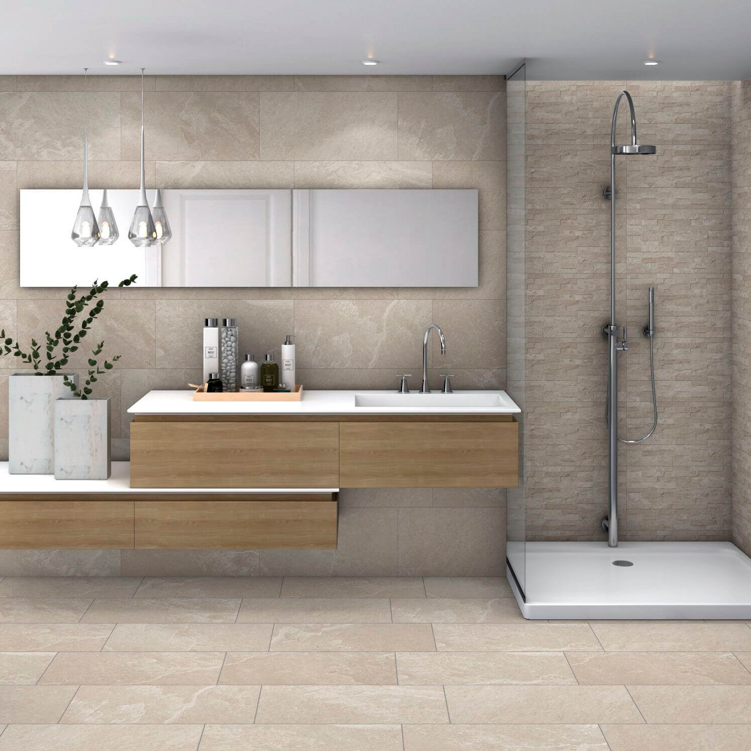 Mileo24 IND 60x60x0,6 Full-Moon light grey BODEN-WAND-Fliesen Stein-Beton-optik